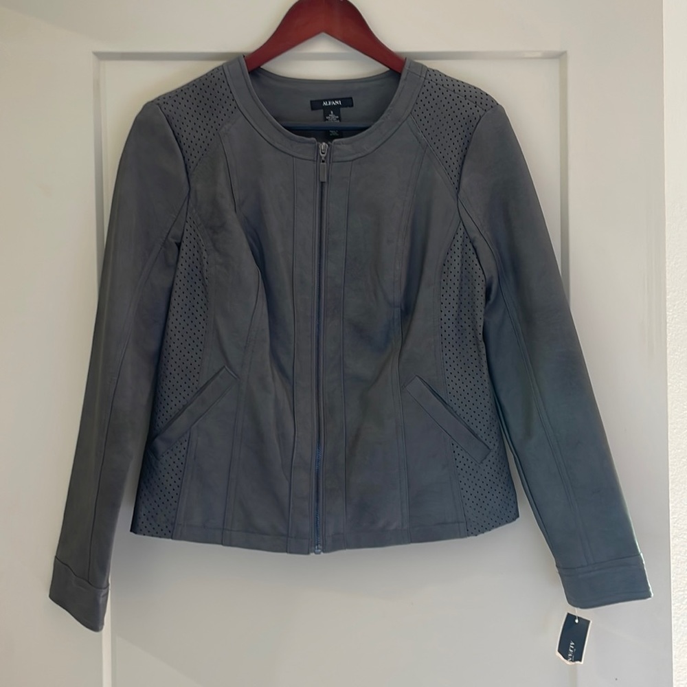 Alfani Gray Leather Jacket Small